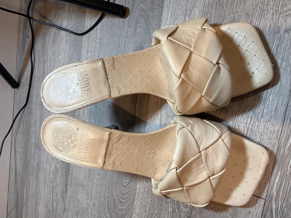 Vince Camuto Beige Woven Heeled Sandals